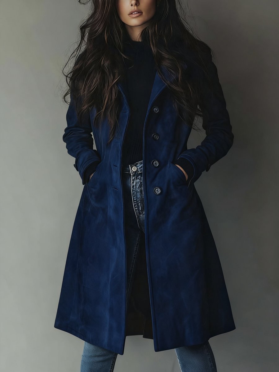 Women's Long Trench Coat | Double-Breasted Longline Tailored