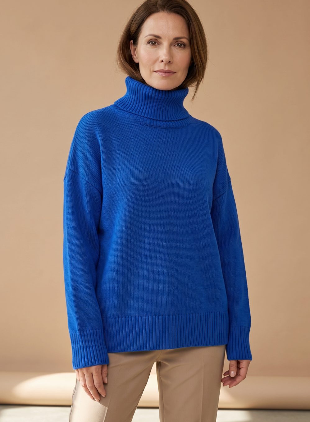 Women's Oversized Roll Neck Knit Jumper | Long Sleeve Turtleneck