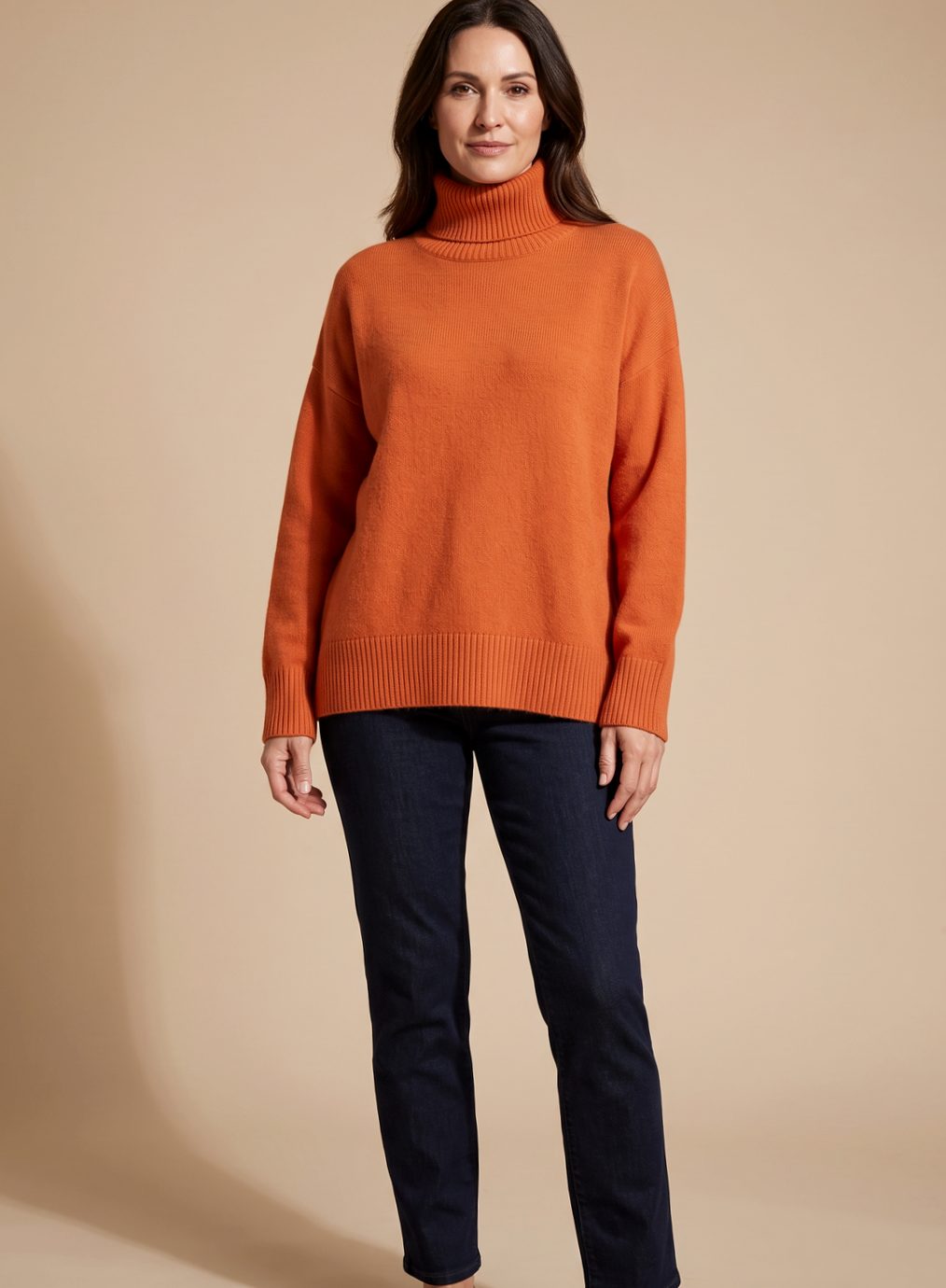 Women's Oversized Roll Neck Knit Jumper | Long Sleeve Turtleneck