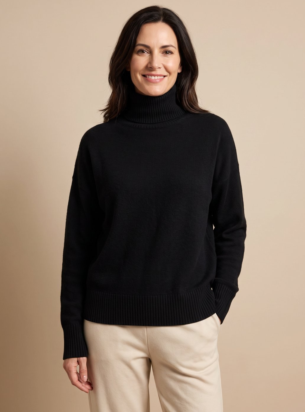 Women's Oversized Roll Neck Knit Jumper | Long Sleeve Turtleneck