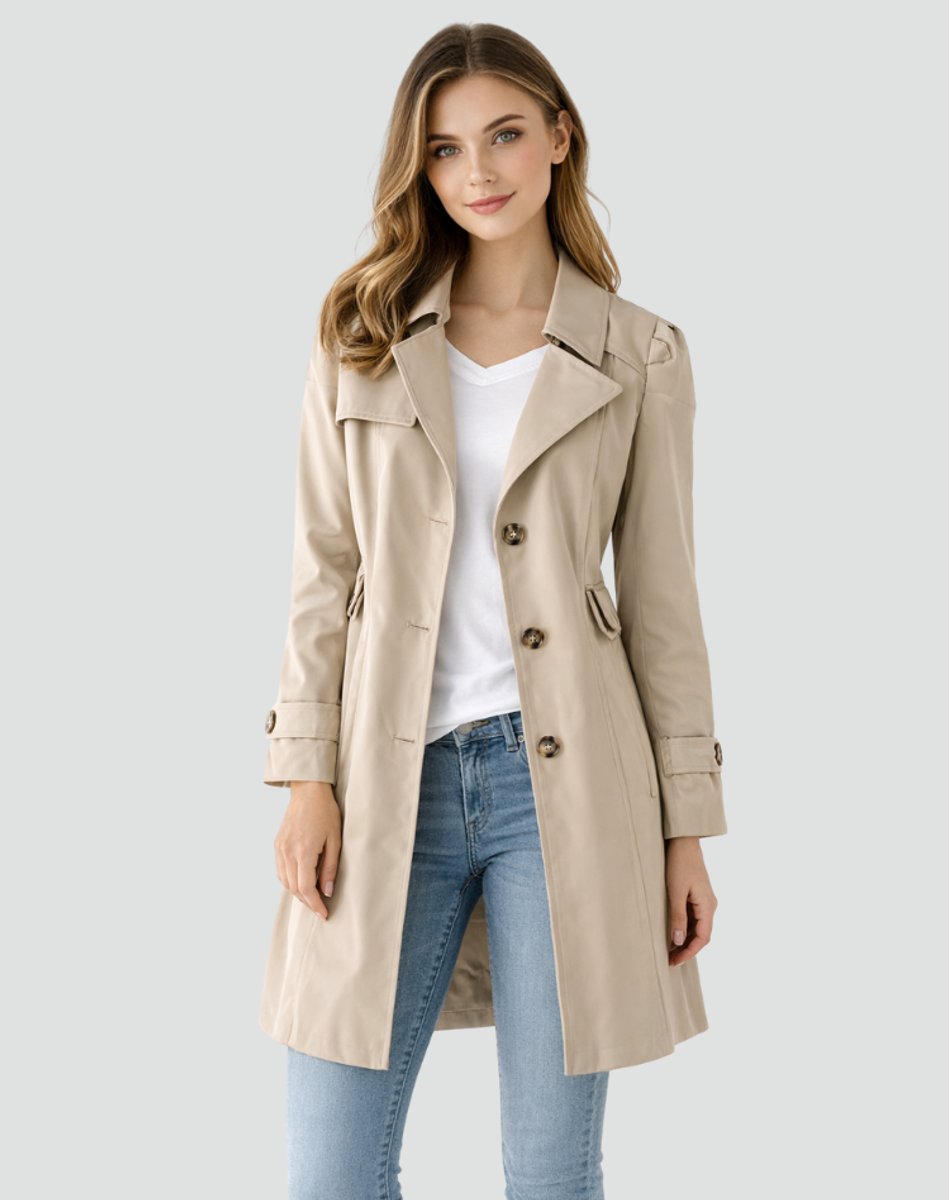 Women's Trench Coat | Mid-Length Tailored With Lapel Collar