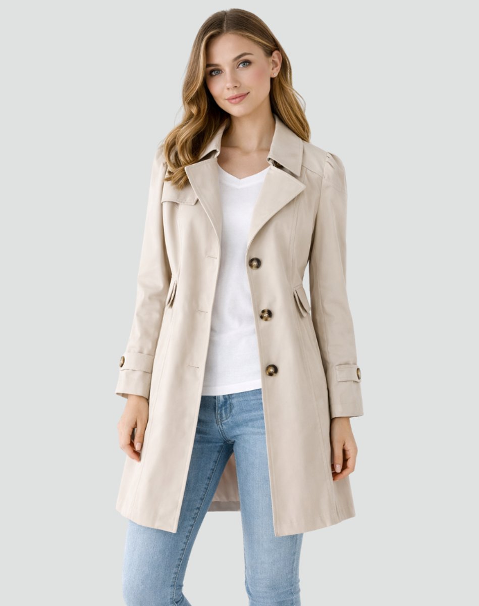 Women's Trench Coat | Mid-Length Tailored With Lapel Collar