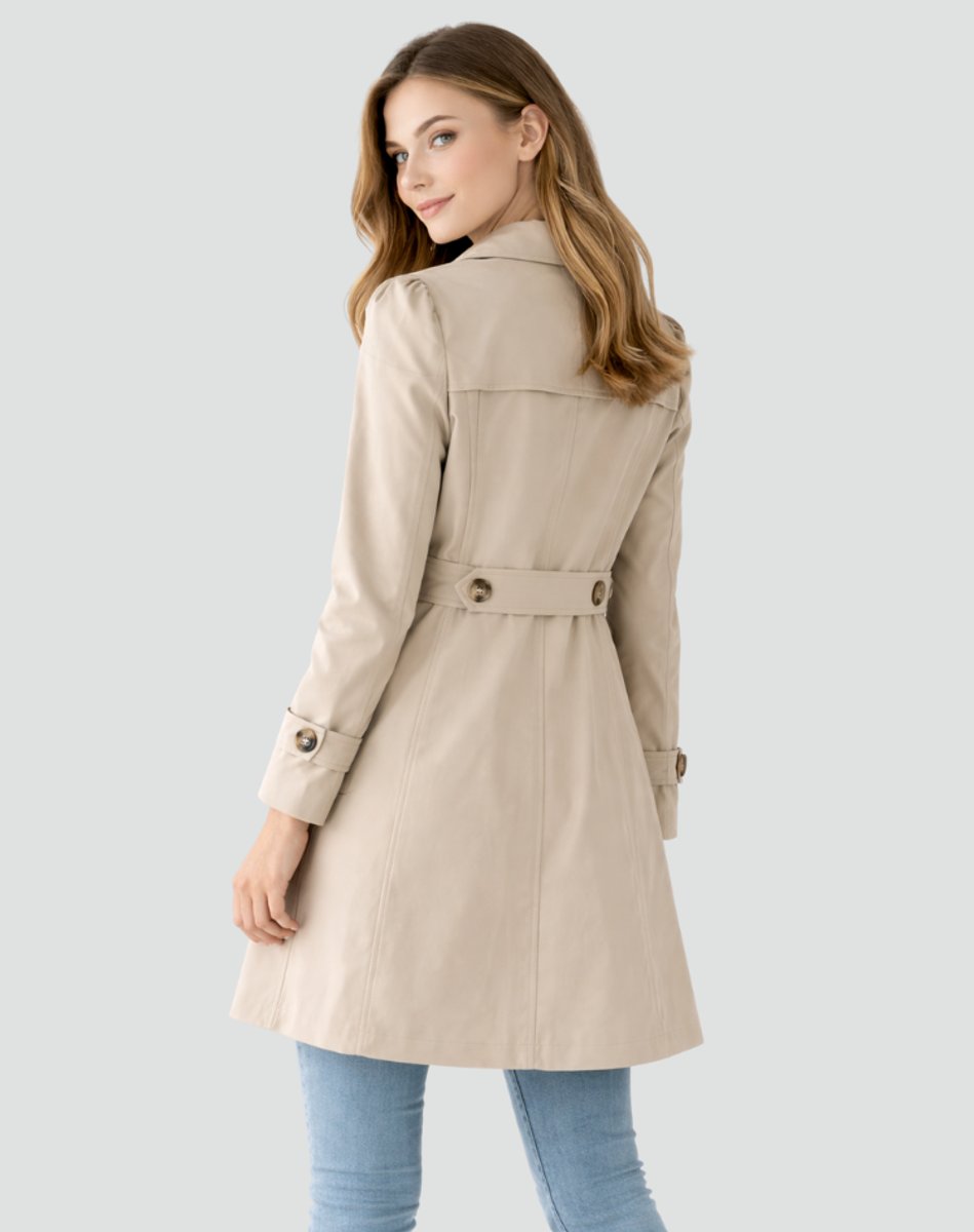 Women's Trench Coat | Mid-Length Tailored With Lapel Collar