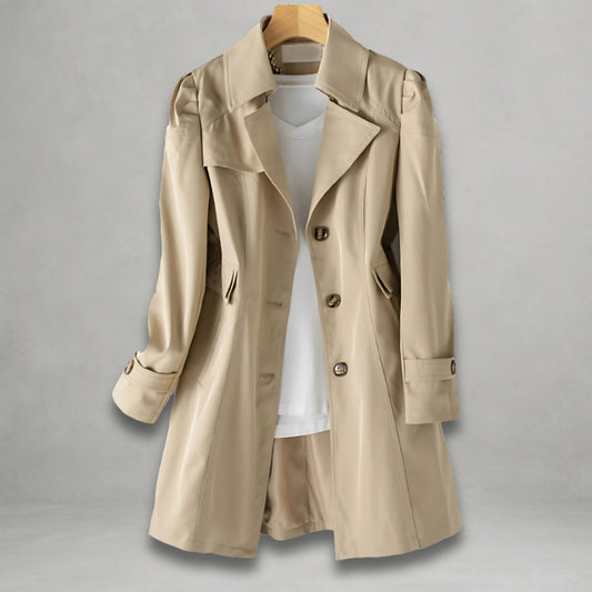 Women's Single-Breasted Trench Coat | Cotton-Nylon Blend