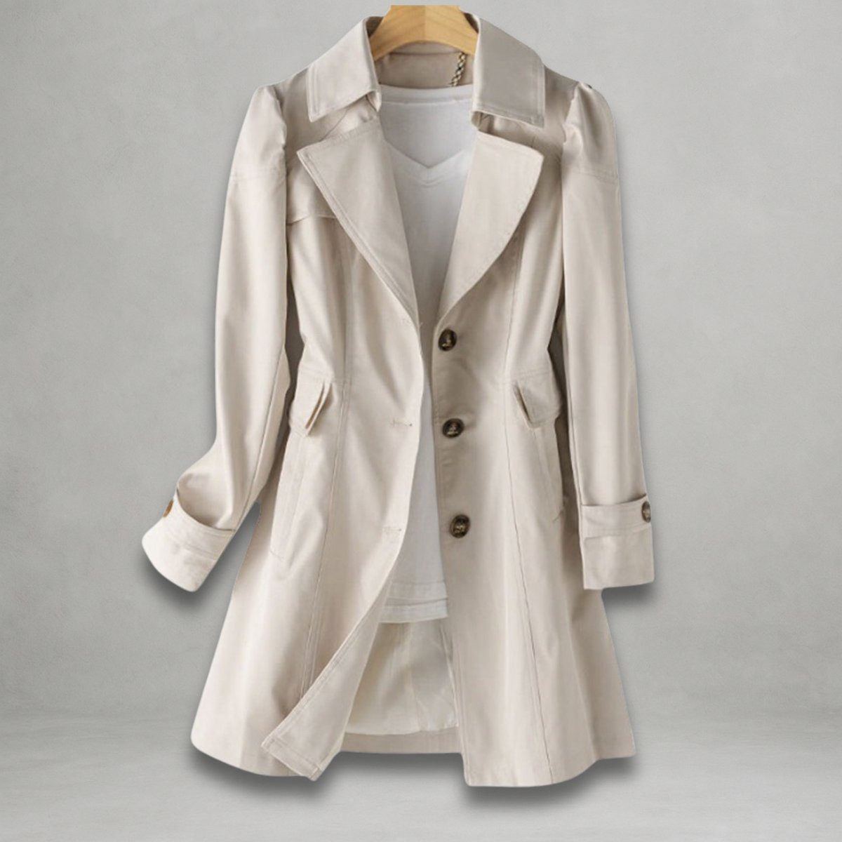 Women's Single-Breasted Trench Coat | Cotton-Nylon Blend
