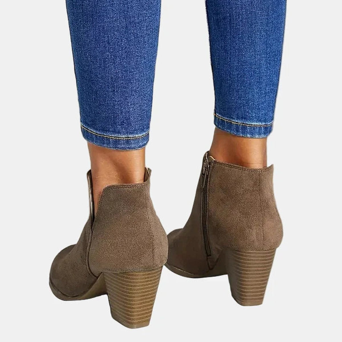 Women's Suede Ankle Boots | Block Heel & Side Zip