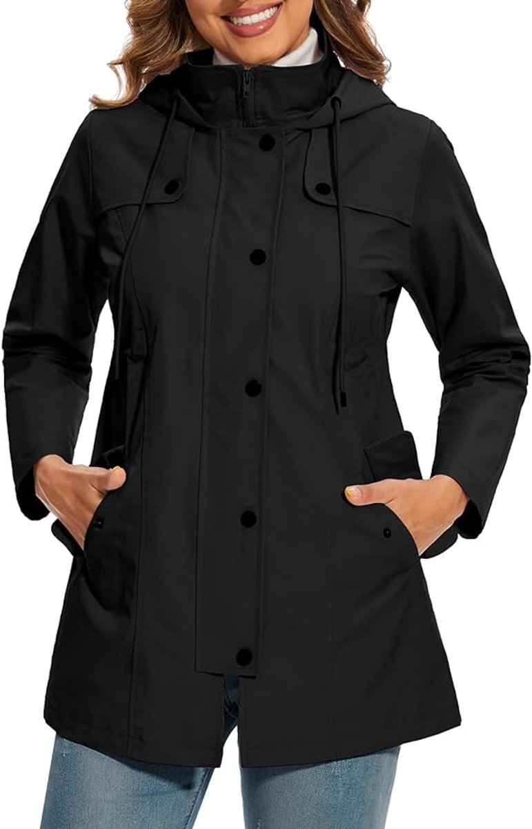 Women's Waterproof Hooded Coat | Checked Fleece-Lined Raincoat