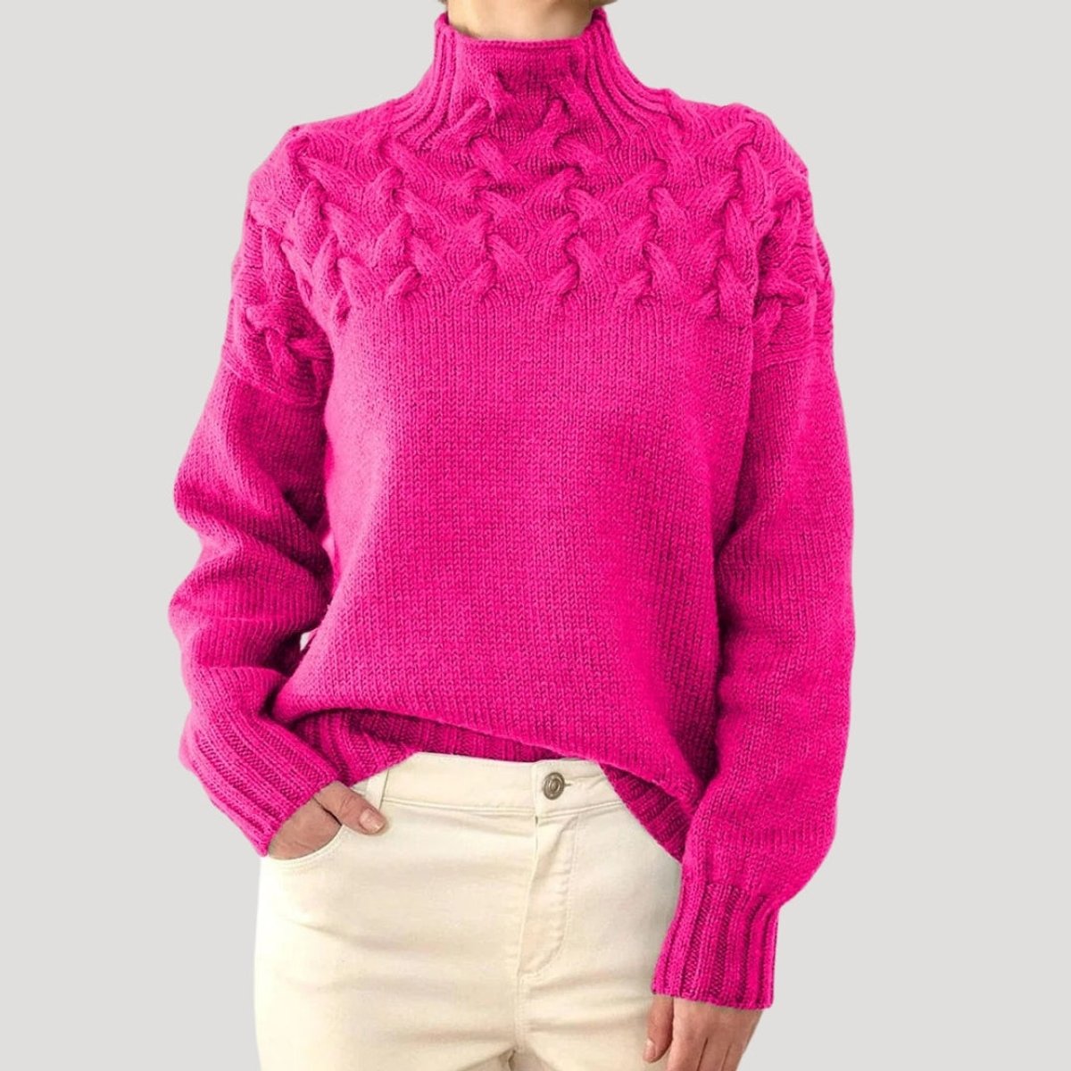 Women's Cable Knit Roll Neck Jumper | Relaxed Fit