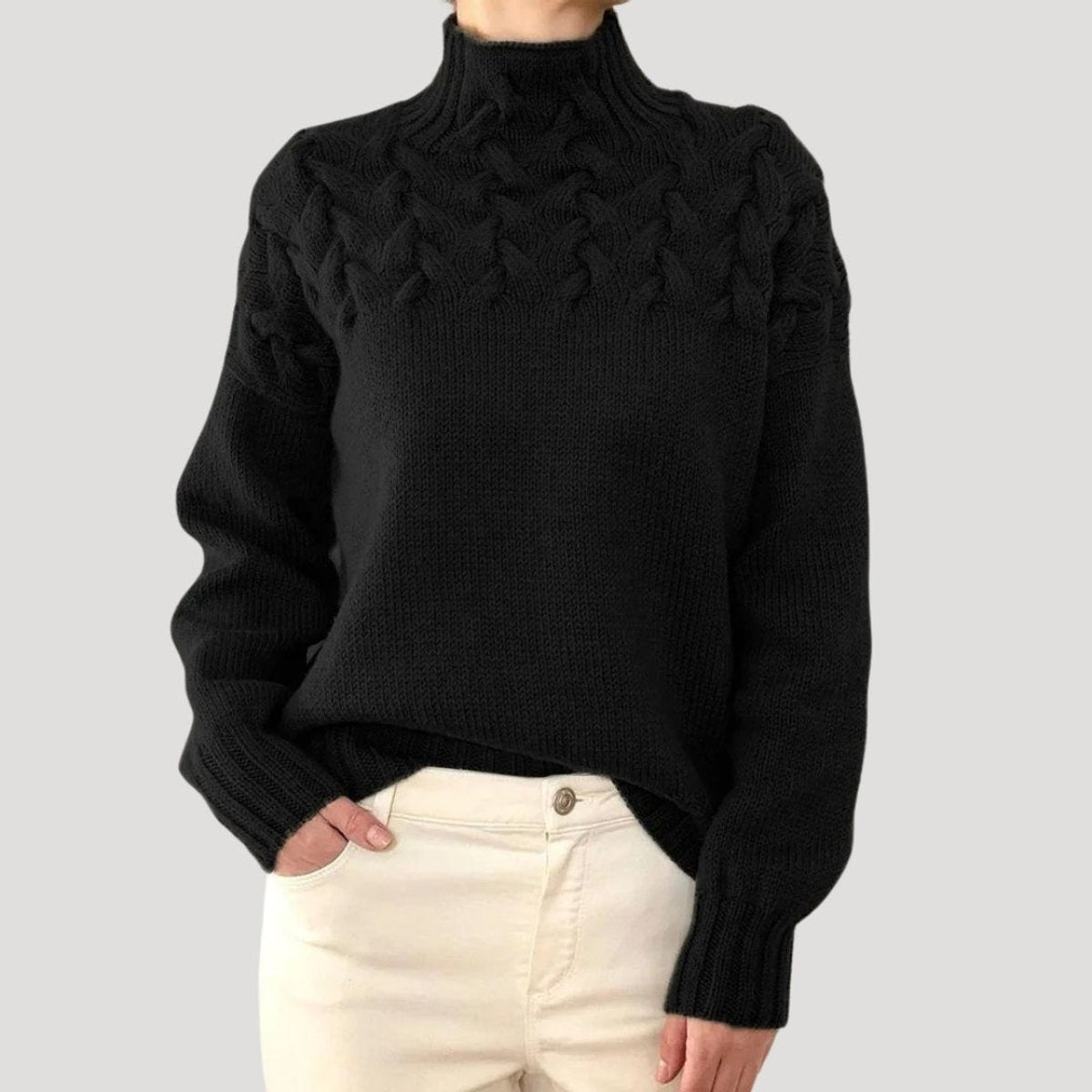 Women's Cable Knit Roll Neck Jumper | Relaxed Fit