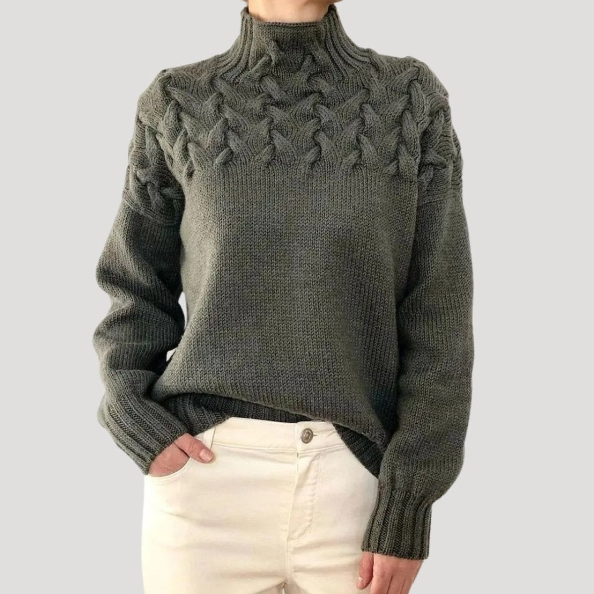 Women's Cable Knit Roll Neck Jumper | Relaxed Fit