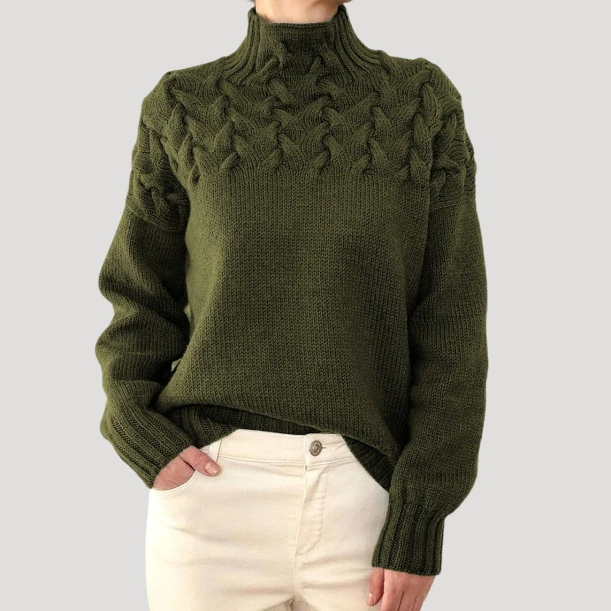 Women's Cable Knit Roll Neck Jumper | Relaxed Fit