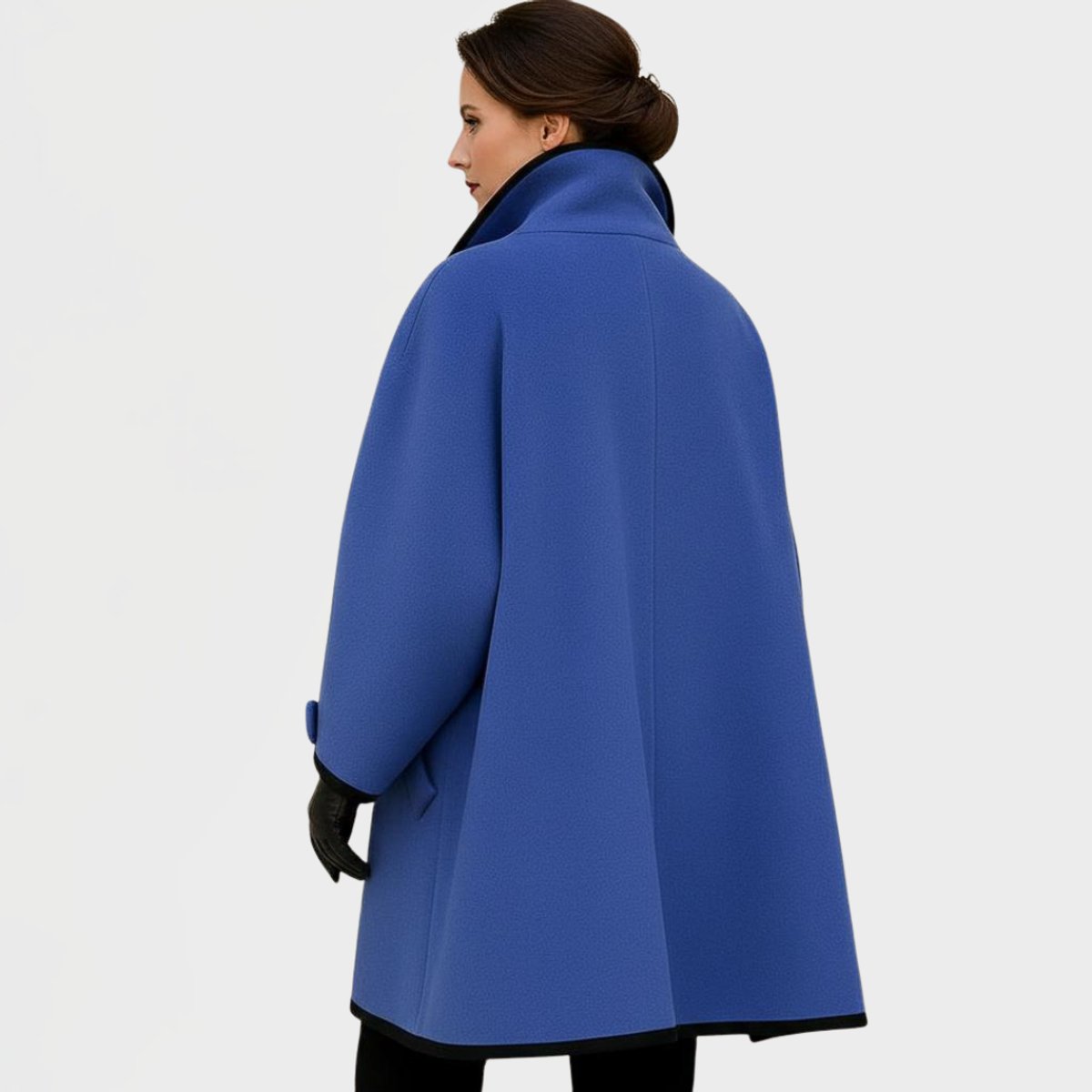 Women's Winter Coat | A-Line With Contrast Trim & Buttons
