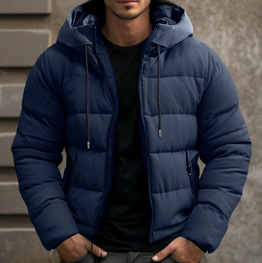 Men's Quilted Winter Jacket | Drawstring Hood