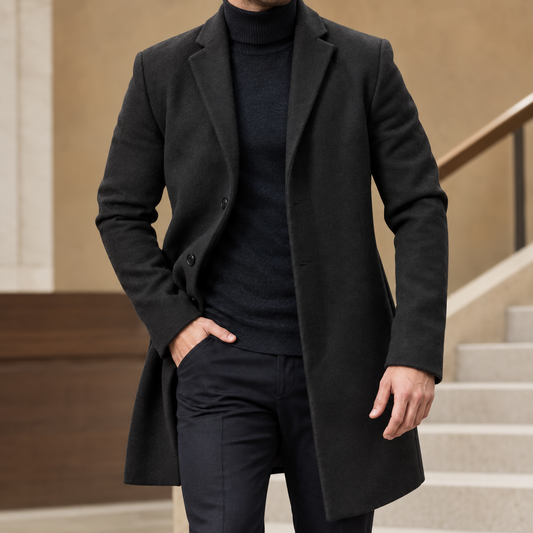Men's Tailored Coat | Single-Breasted Mid-Thigh Length