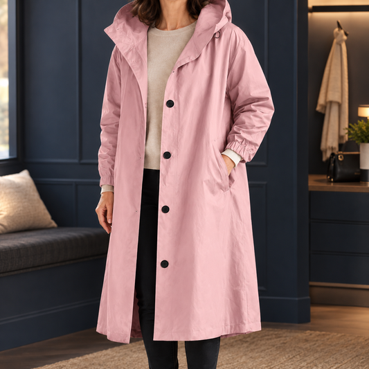 Women's Hooded Coat | Button-Front Overcoat | Nina-Marie
