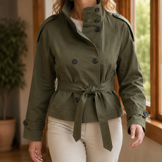 Women's Belted Trench Jacket | Double-Breasted | Laurel-Hope