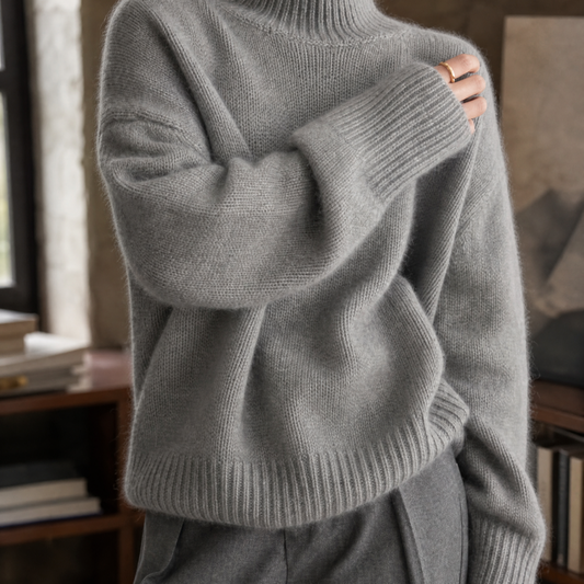 Women's Ribbed Roll Neck Jumper | Knit Turtleneck | Brooke-Sage