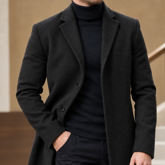 Men's Tailored Coat | Single-Breasted Mid-Thigh Length