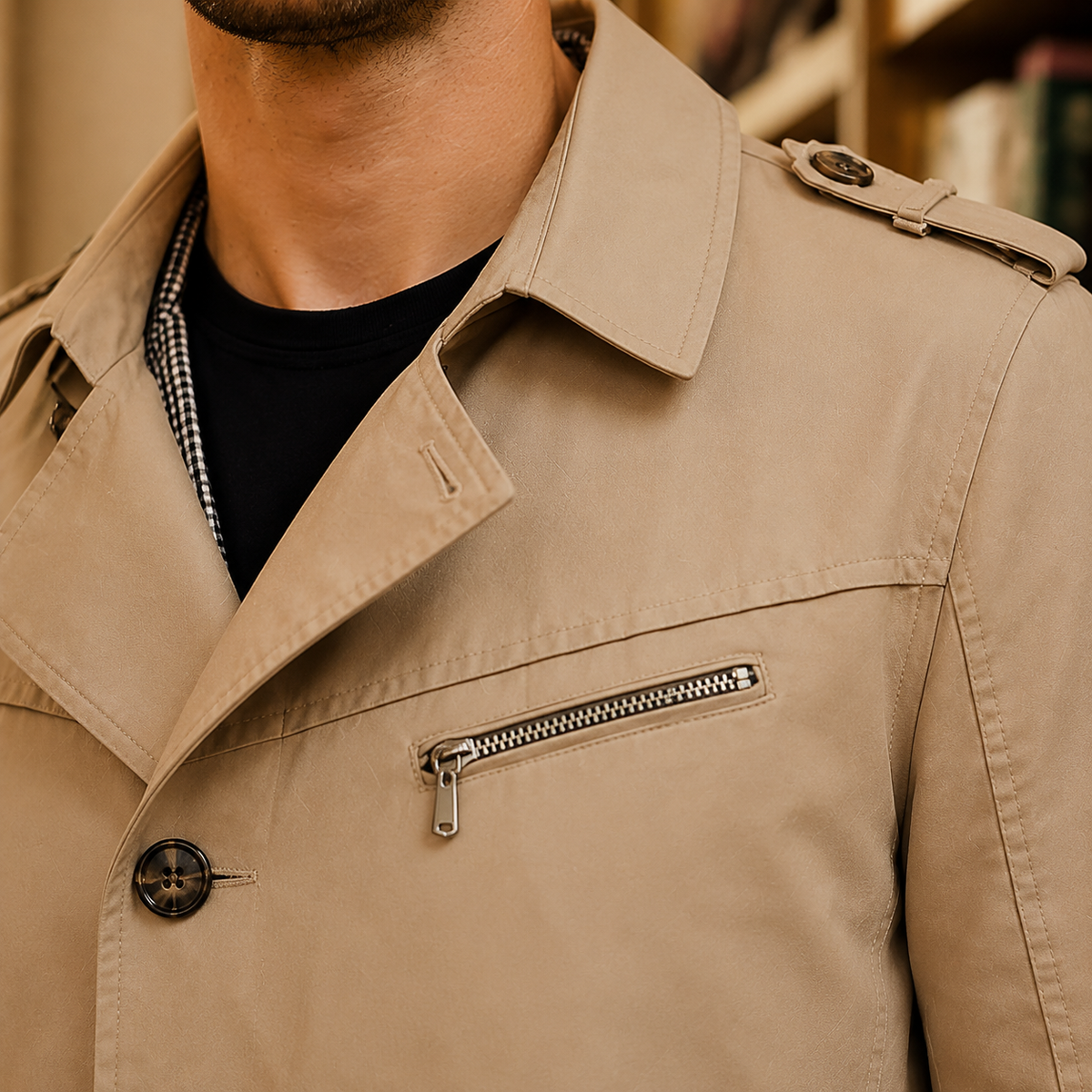 Men's Trench Coat | Button-Front Notched Lapel | Thaddeus