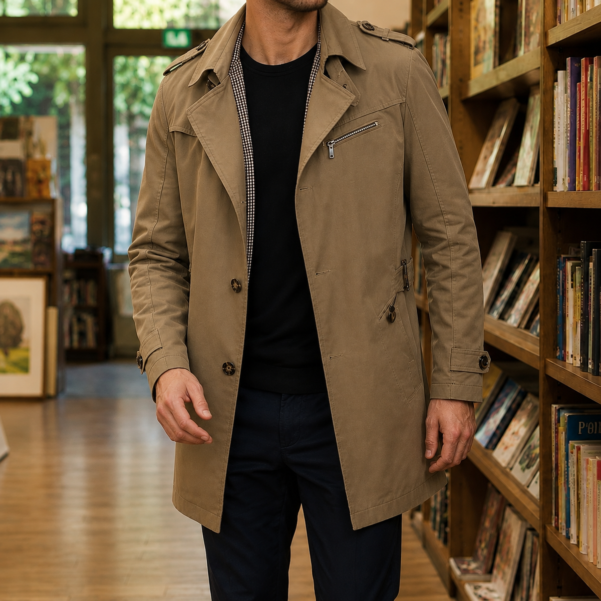 Men's Trench Coat | Button-Front Notched Lapel | Thaddeus