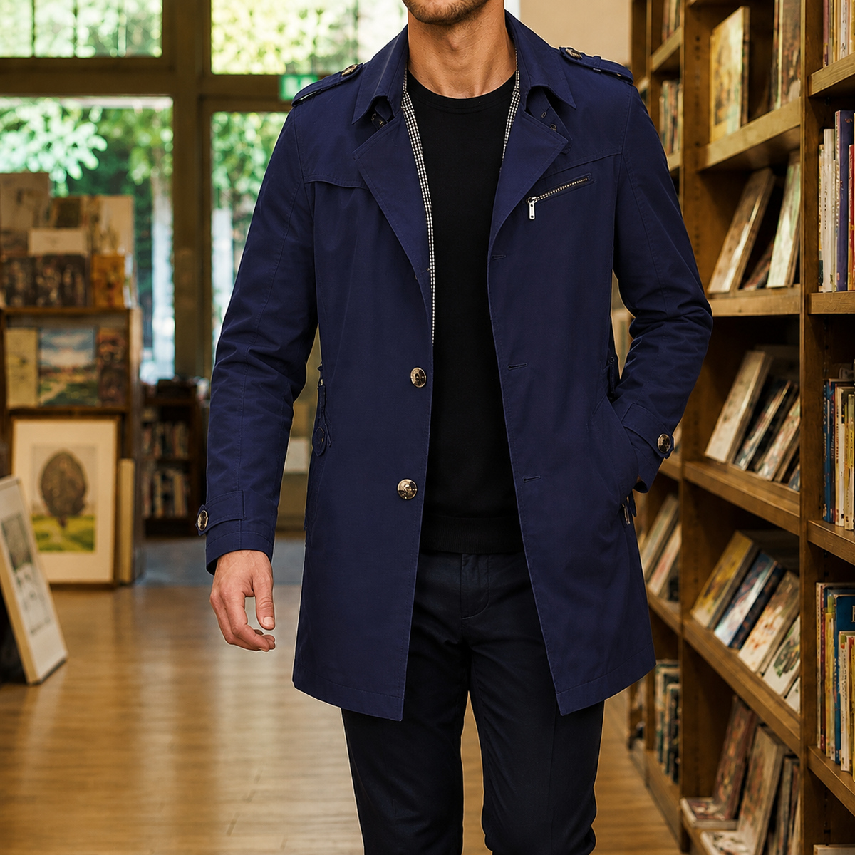 Men's Trench Coat | Button-Front Notched Lapel | Thaddeus