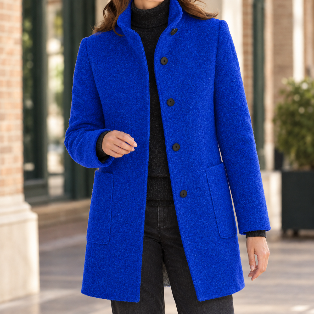 Women's Wool Blend Coat | Stand Collar | Ashley-Skye