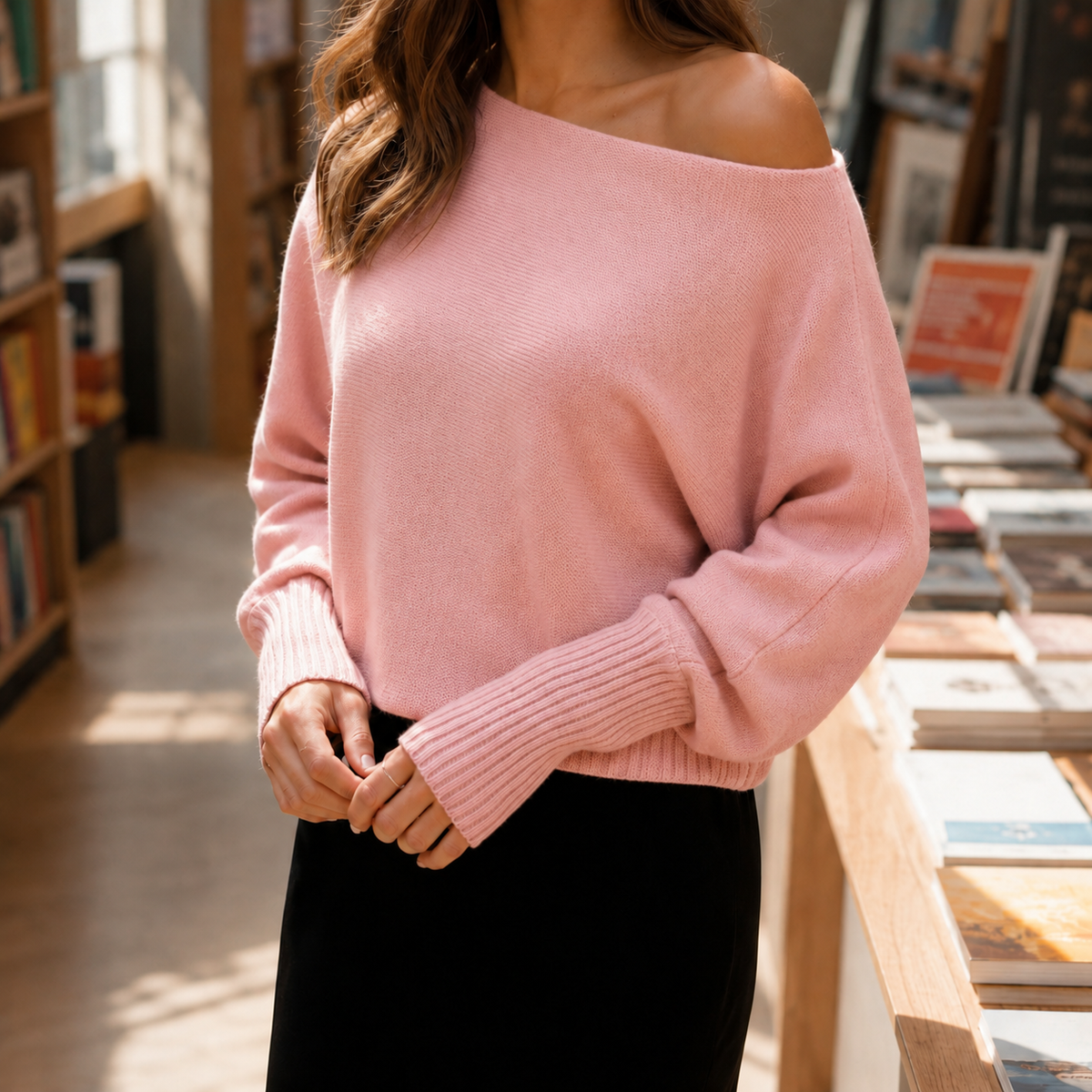 Women's Off-Shoulder Jumper | Fine Knit | Fleur