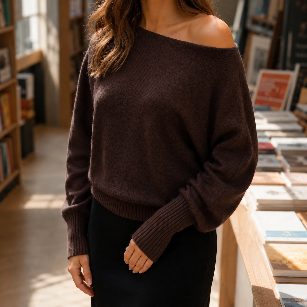 Women's Off-Shoulder Jumper | Fine Knit | Fleur