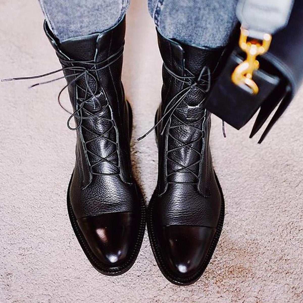 Women's Vintage Lace-Up Ankle Boots | PU With Rubber Sole