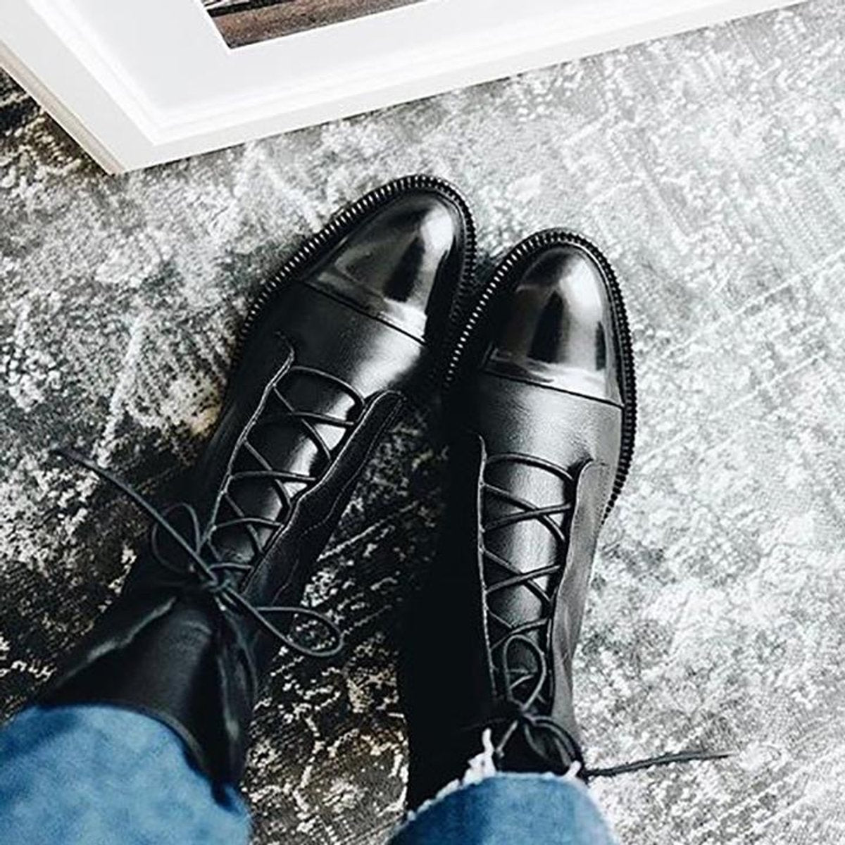 Women's Vintage Lace-Up Ankle Boots | PU With Rubber Sole