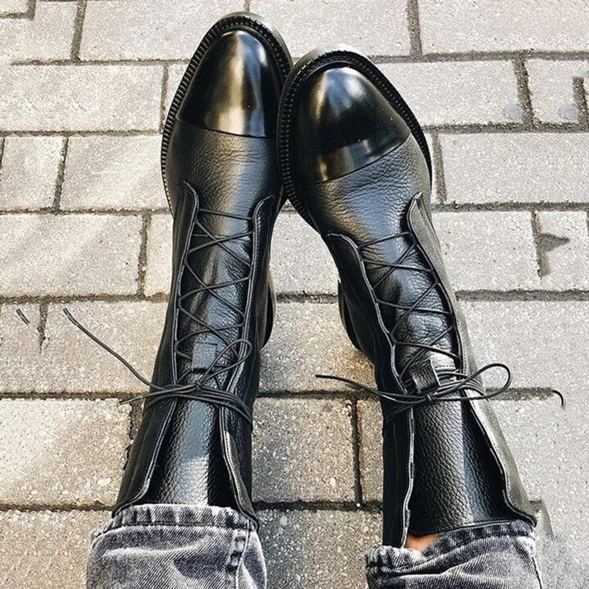 Women's Vintage Lace-Up Ankle Boots | PU With Rubber Sole